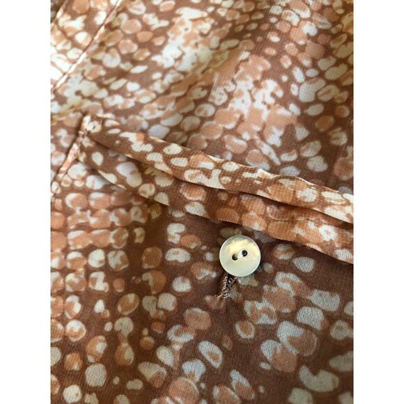 Womens Tunic Blouse Sz M Semi Sheer Peach Animal Print Camisole Roll Tab Sleeves - Picture 9 of 11